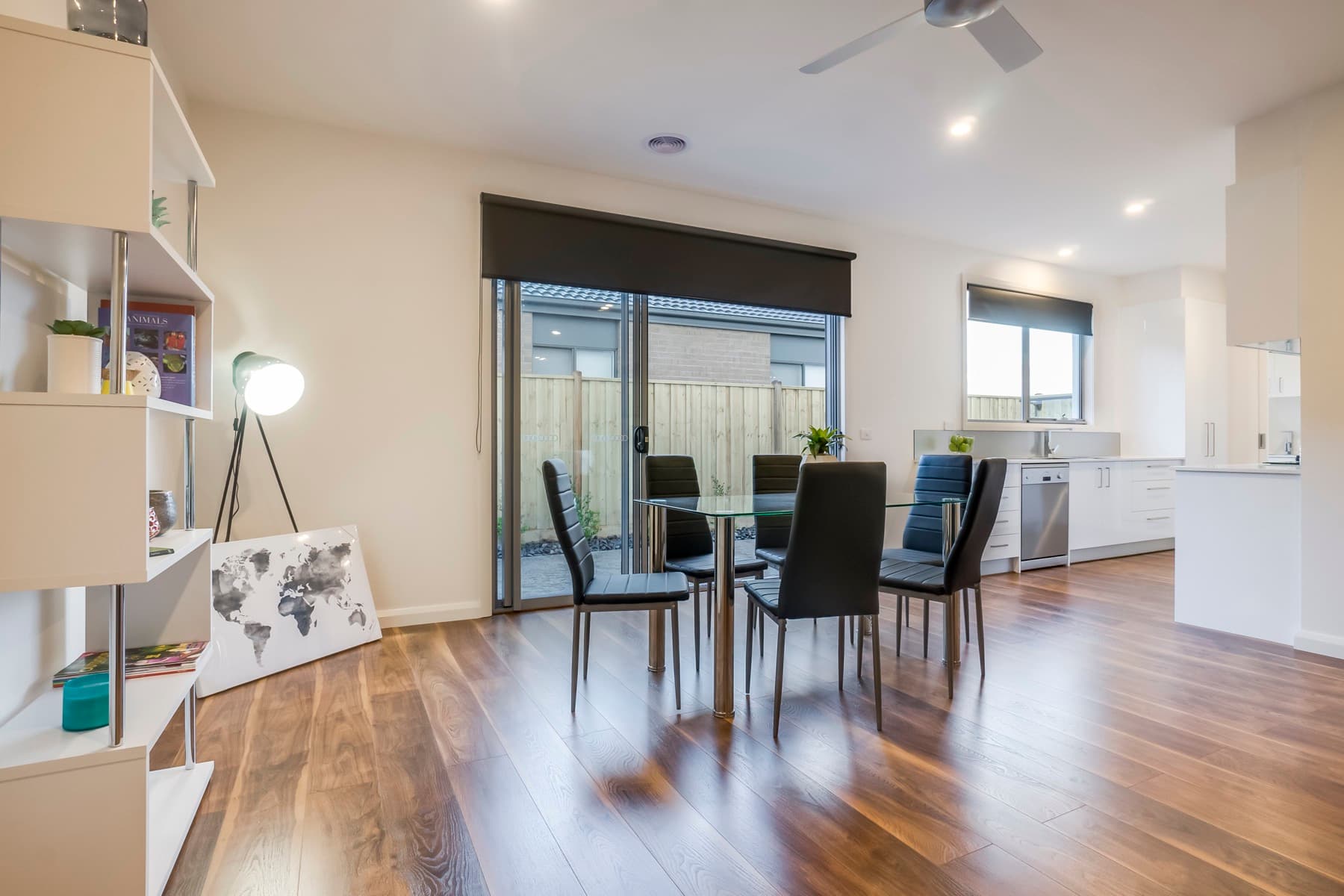 Kitchen, dining and living in one open line