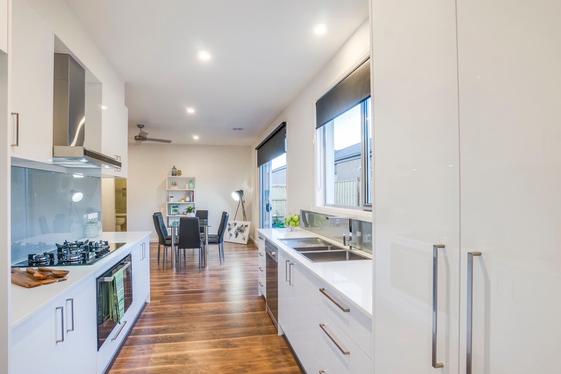 The kitchen seen from the dining space