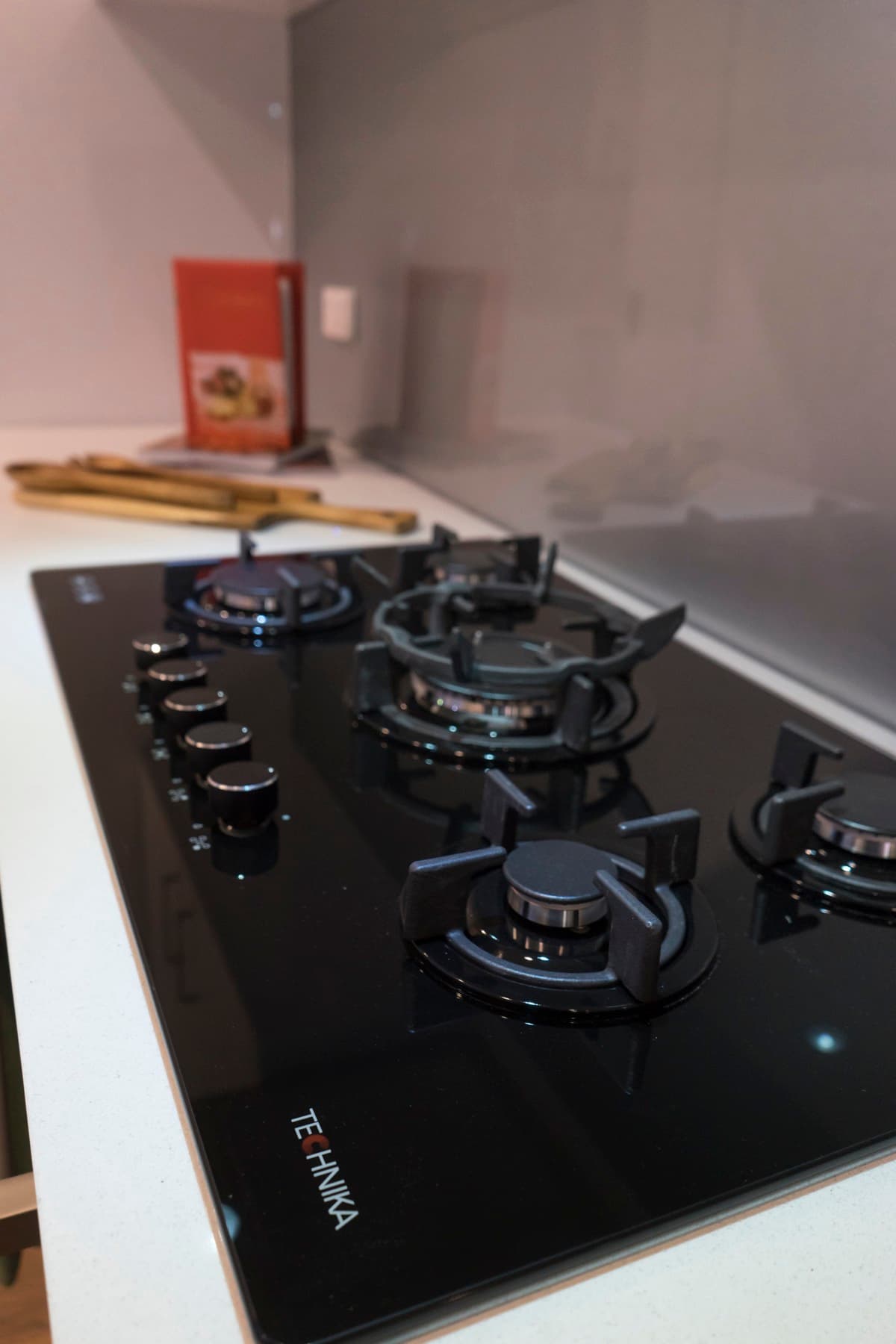 The black glass cooktop