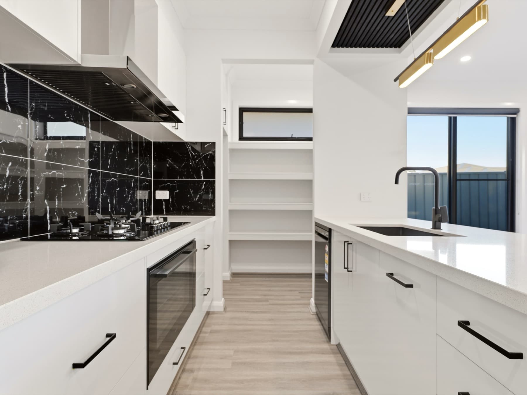 The kitchen run toward the window