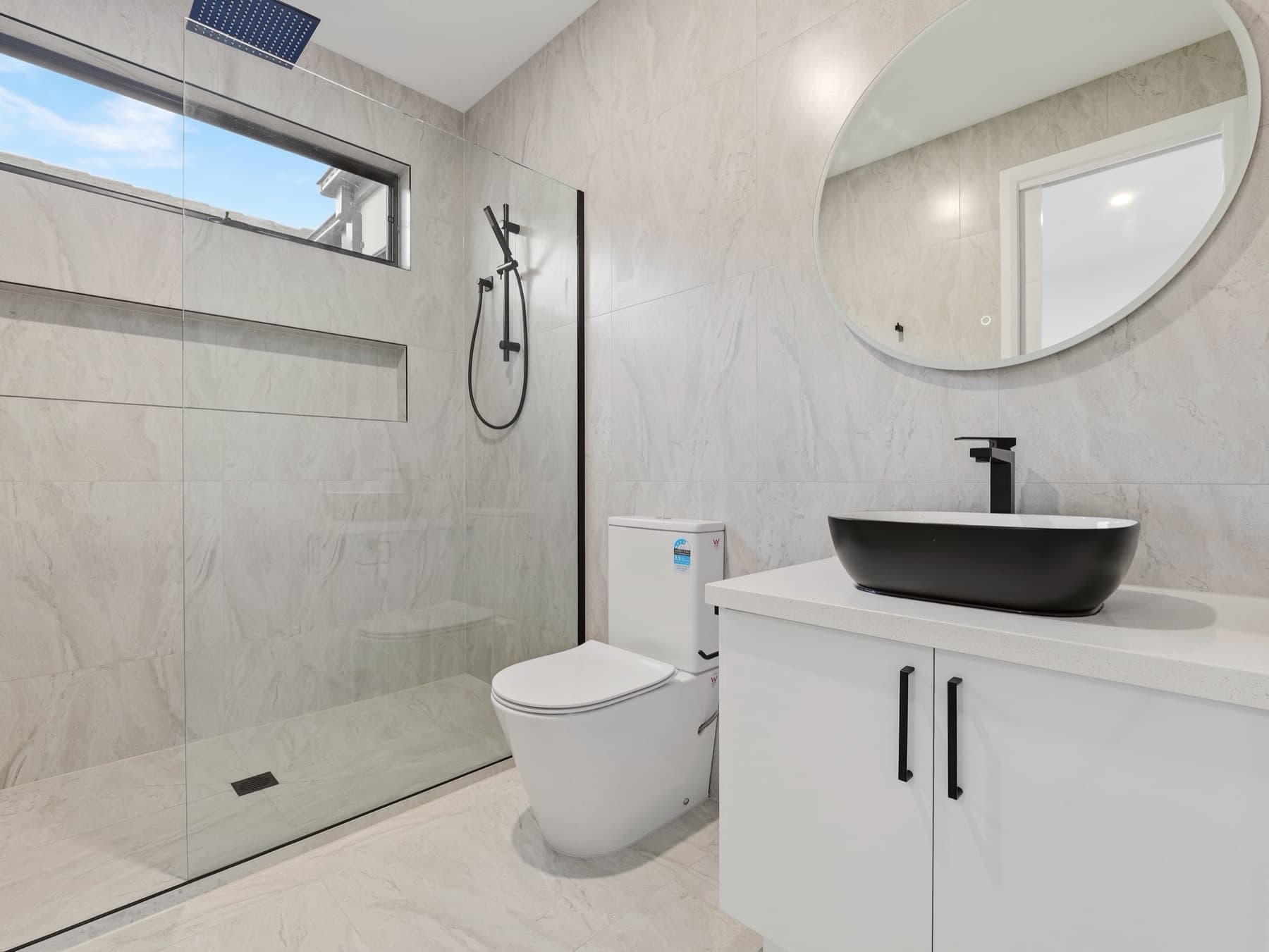 A bathroom seen from the doorway