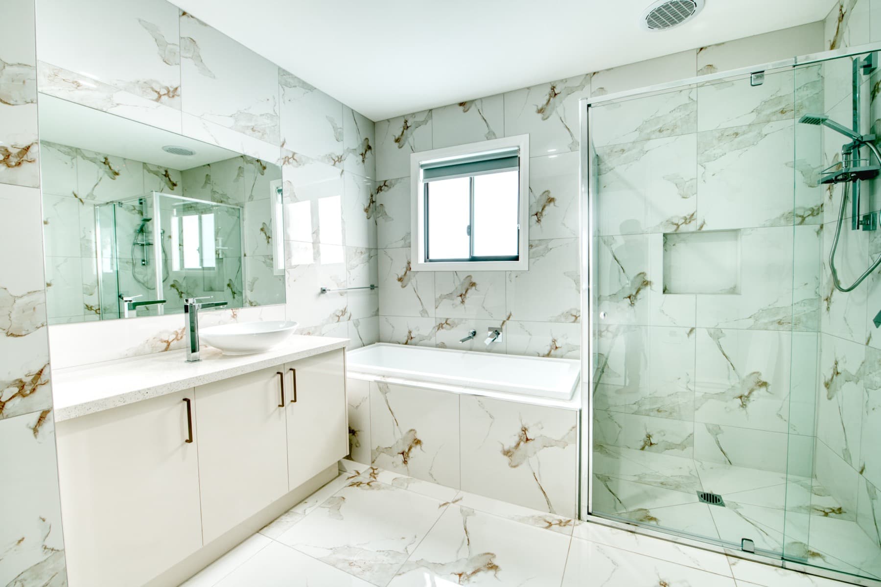 The bath beneath its window