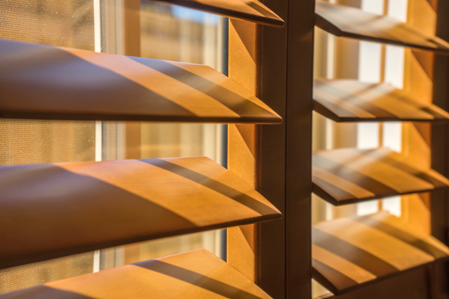 Timber shutters photographed up close