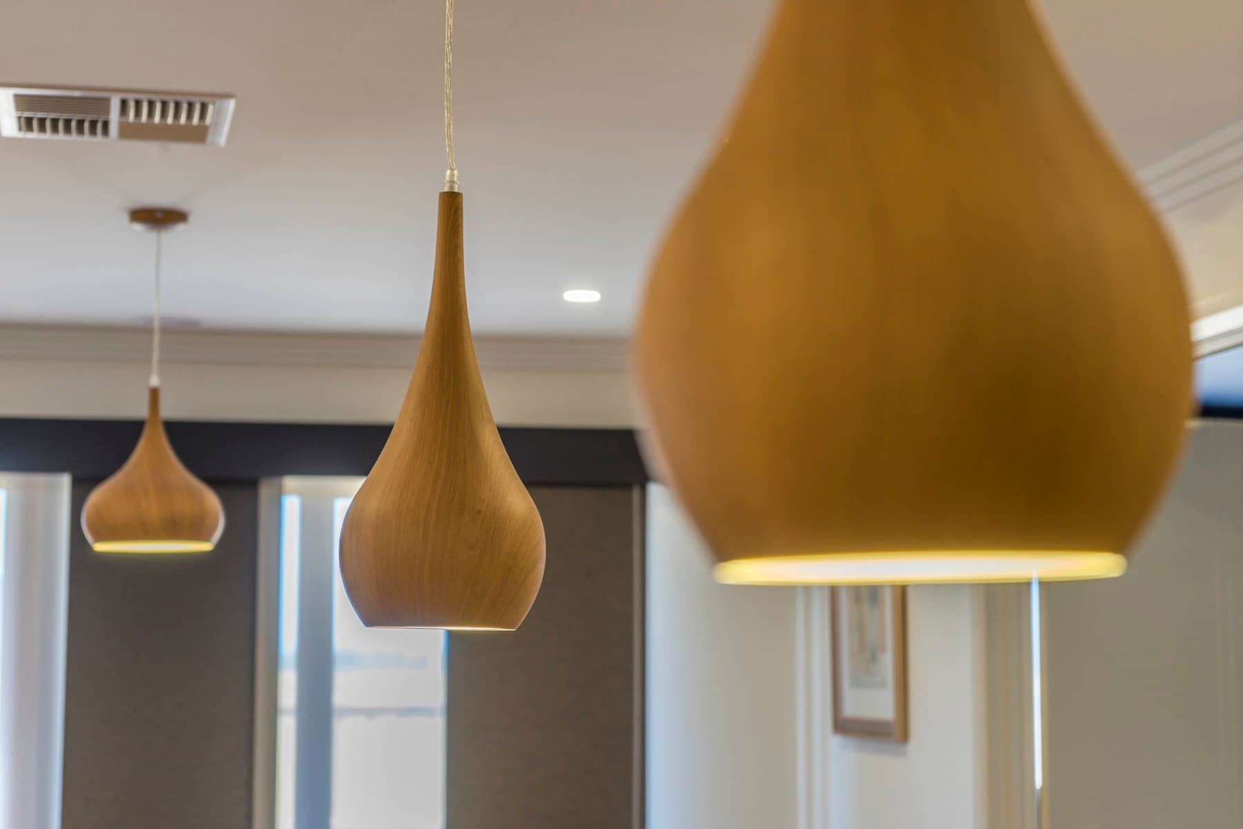 The walnut pendants, up close